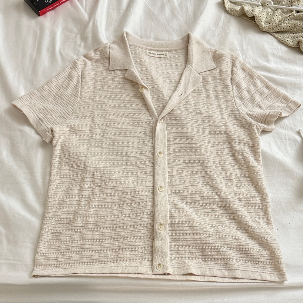 Casual Beige Button Down Shirt for Men
